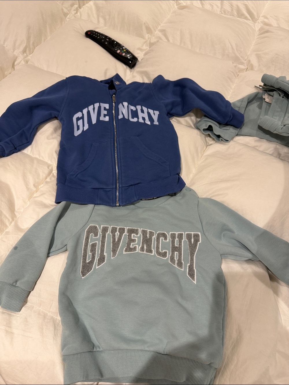 Givenchy Blue Zip-Up Hoodie & Sage Green Crew Sweatshirt Set
